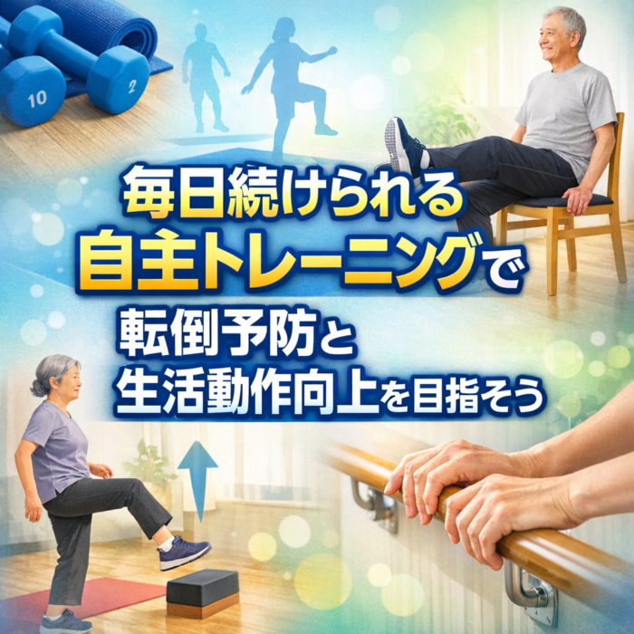 毎日続けられる自主トレーニングで転倒予防と生活動作向上を目指そう